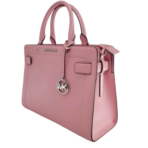 MICHAEL KORS Rayne Medium Saffiano Leather Satchel Crossbody Bag Carnation NWT - Picture 4 of 16